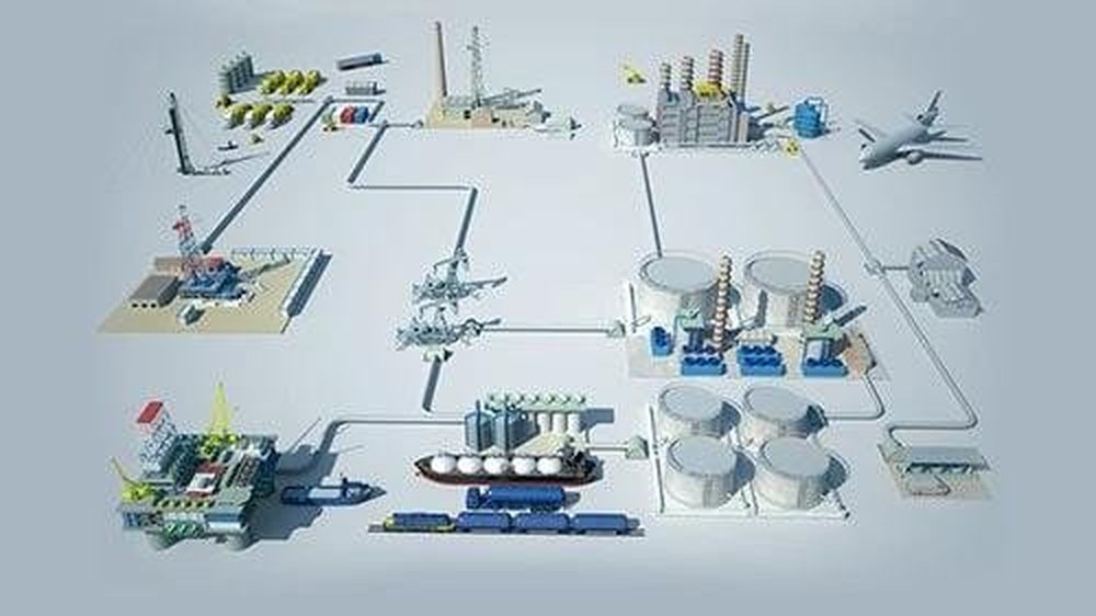 Oil and gas supply chain infrastructure illustration